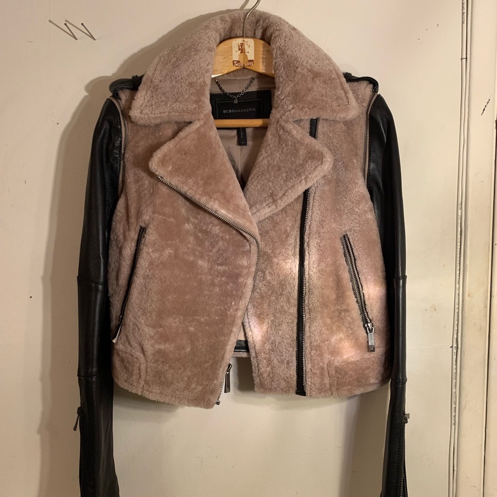 BCBG Maxazria Fur leather motor jacket  ❄️